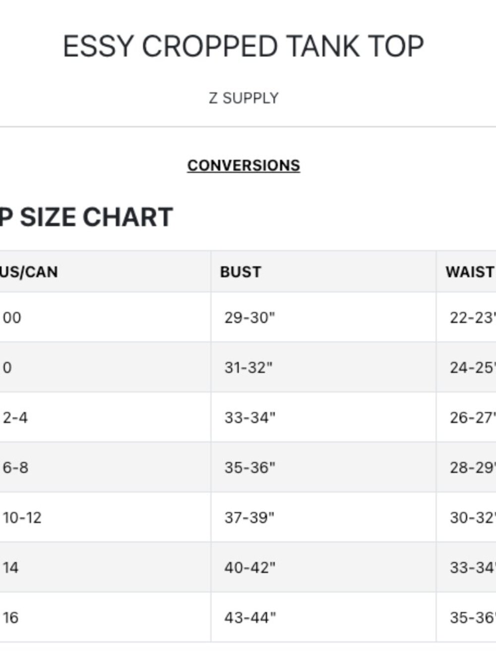 Z Supply Essy Cropped Tank in Color Stormy - Size Medium - Picture 3 of 3